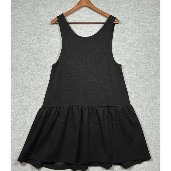 Free People Black Textured Sleeveless Drop Waist Dress M Easy Street Casual - Picture 1 of 5
